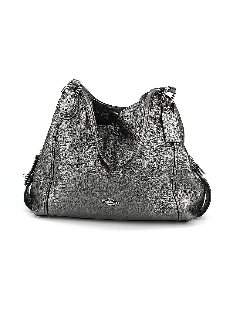 Coach 100% Leather Metallic Gray Silver Leather Shoulder Bag One size - photo 1