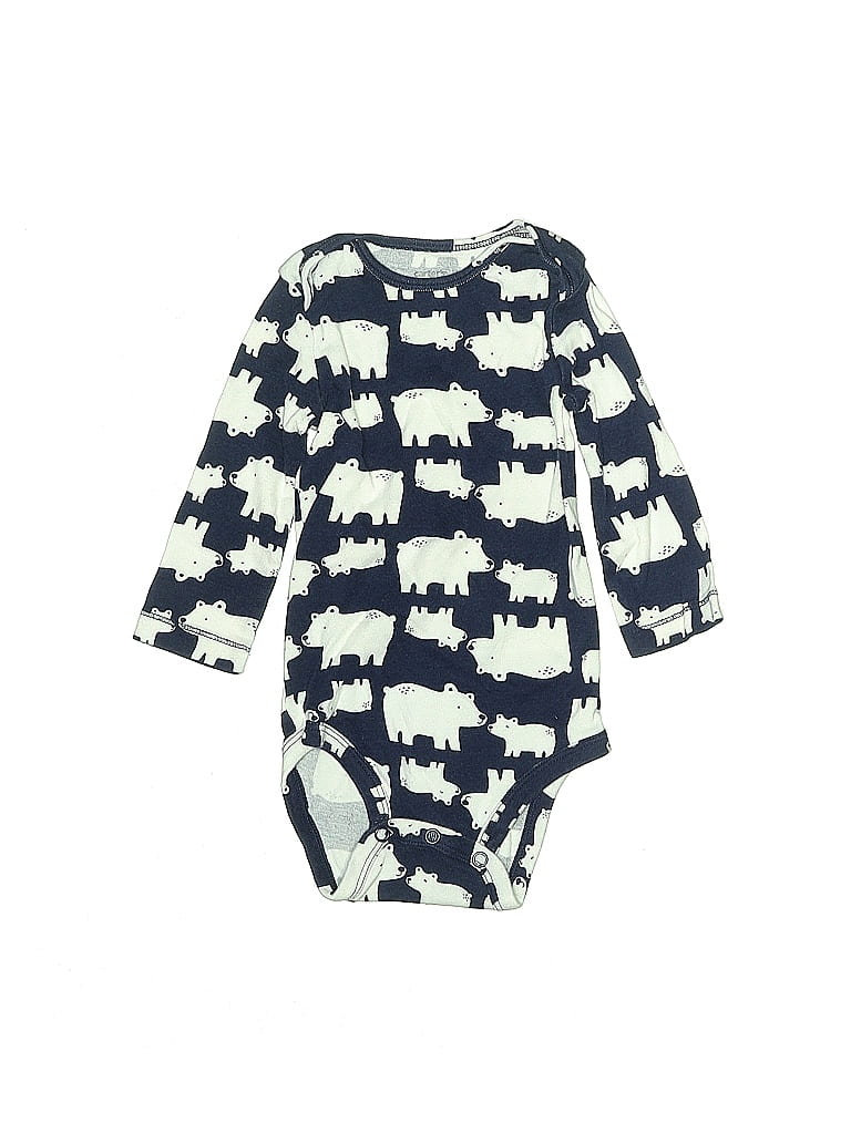 Carter's 100% Cotton Print Blue Long Sleeve Onesie 9-12 MO / 12 MO - photo 1