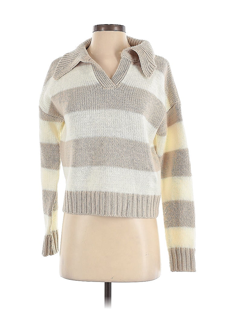 Princess Polly 100% Acrylic Stripes Ivory Pullover Sweater Size 2 - photo 1