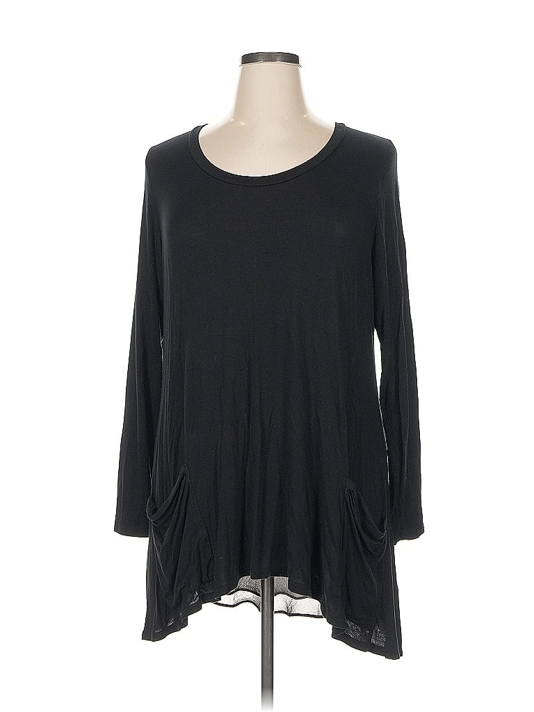 LOGO by Lori Goldstein Black Long Sleeve Top Size 1X - photo 1