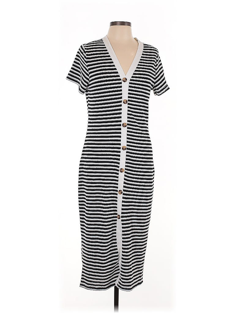 Fashion Stripes Black Casual Dress Size L - photo 1