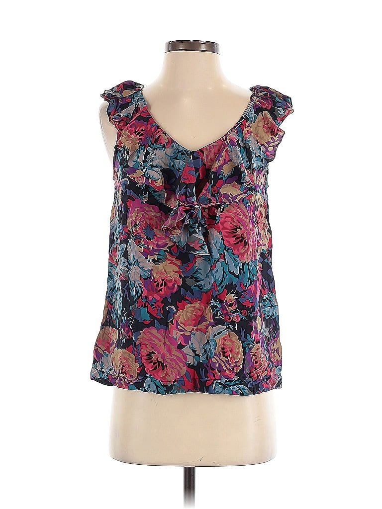 MOULINETTE SOEURS Pre-owned Sleeveless Silk Top Blue Sweetheart Neckline Tops