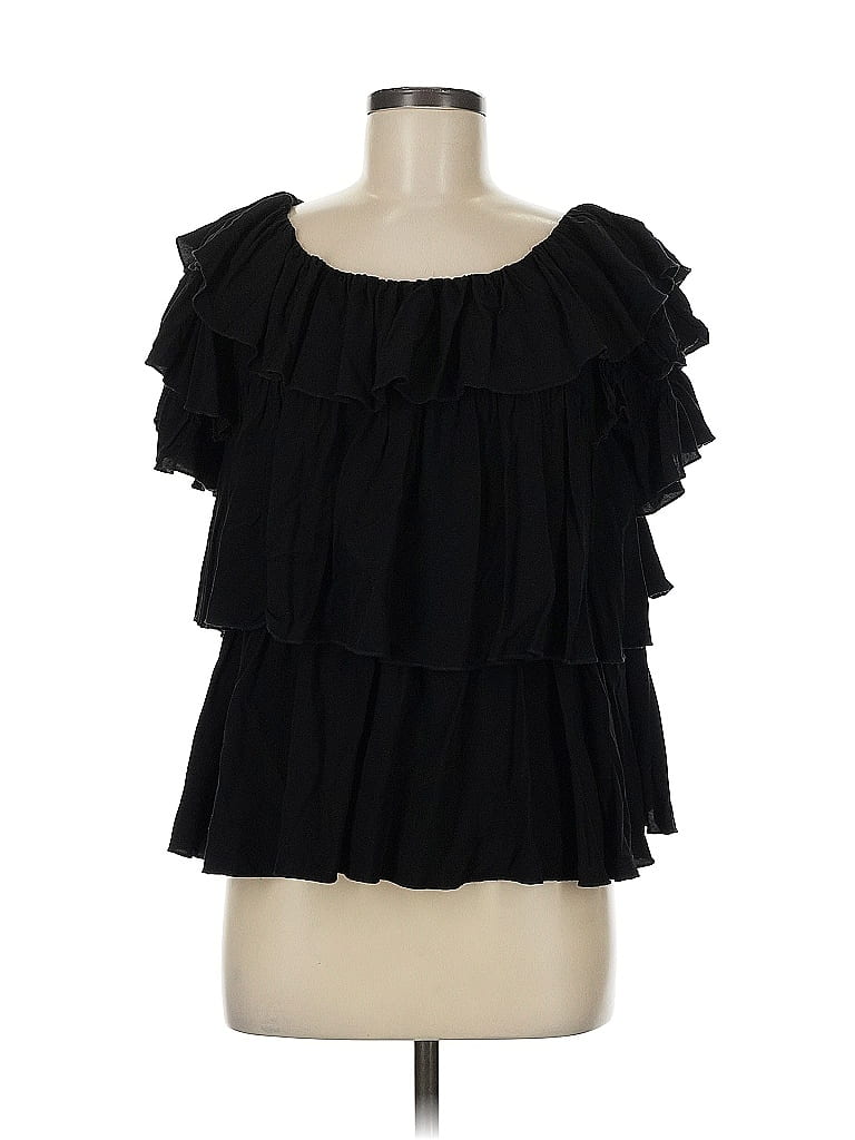A.Z.I Jeans 100% Rayon Black Short Sleeve Blouse Size M - photo 1