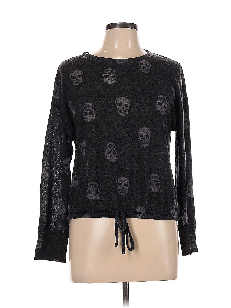 Pink Rose Black Gray Long Sleeve T-Shirt Size L - photo 1
