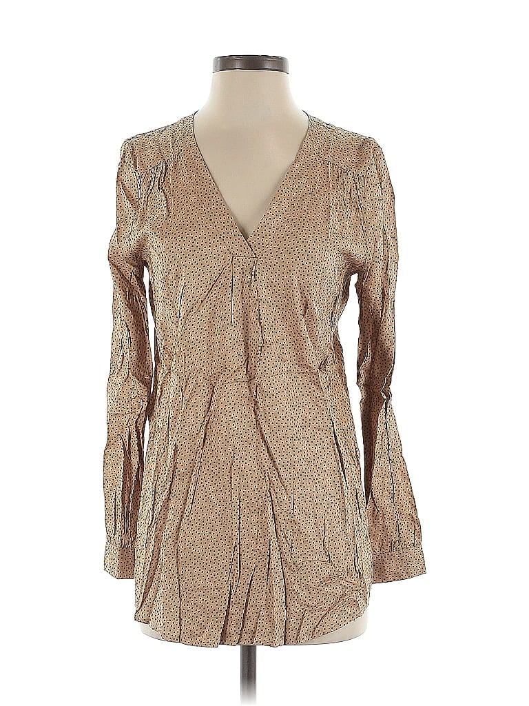 Pre-owned Lands' End Long Sleeve Blouse In Brown