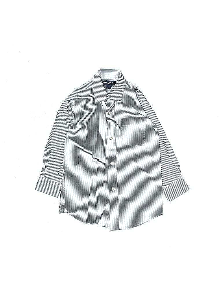 Lord & Taylor 100% Cotton Stripes Gray Short Sleeve Button-Down Shirt Size 5 - photo 1