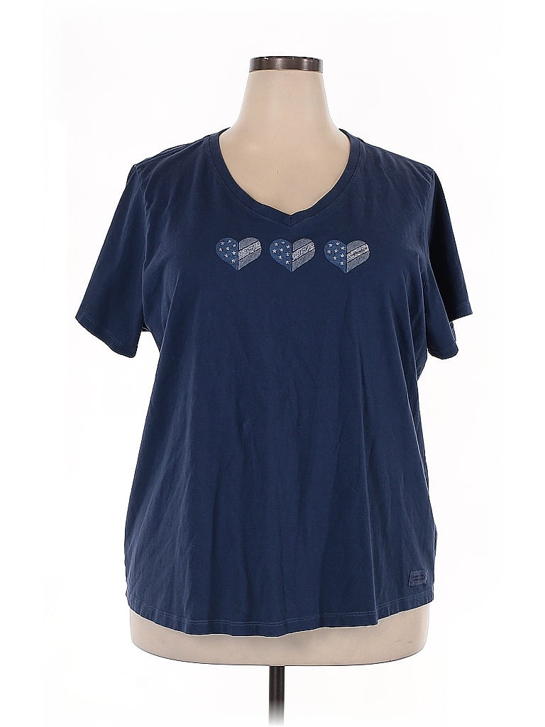Life Is Good 100% Cotton Hearts Blue Short Sleeve T-Shirt Size 3X - photo 1