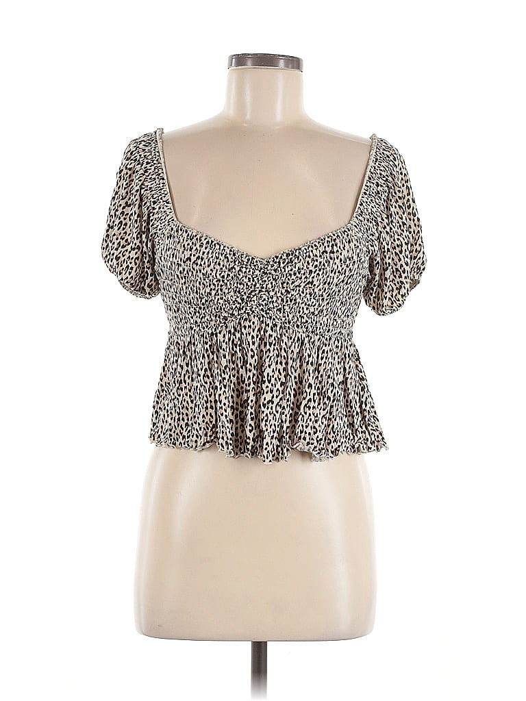 Urban Outfitters 100% Viscose Brown Short Sleeve Top Size M - photo 1