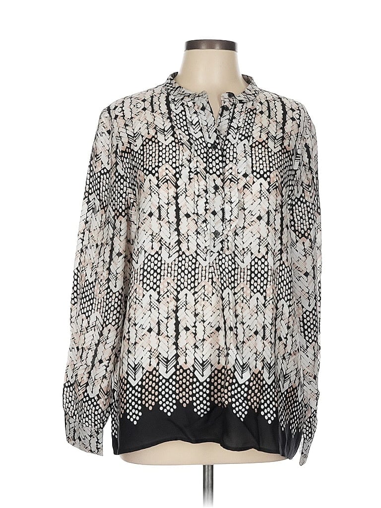 Pre-owned Reiss Long Sleeve Blouse In Silver