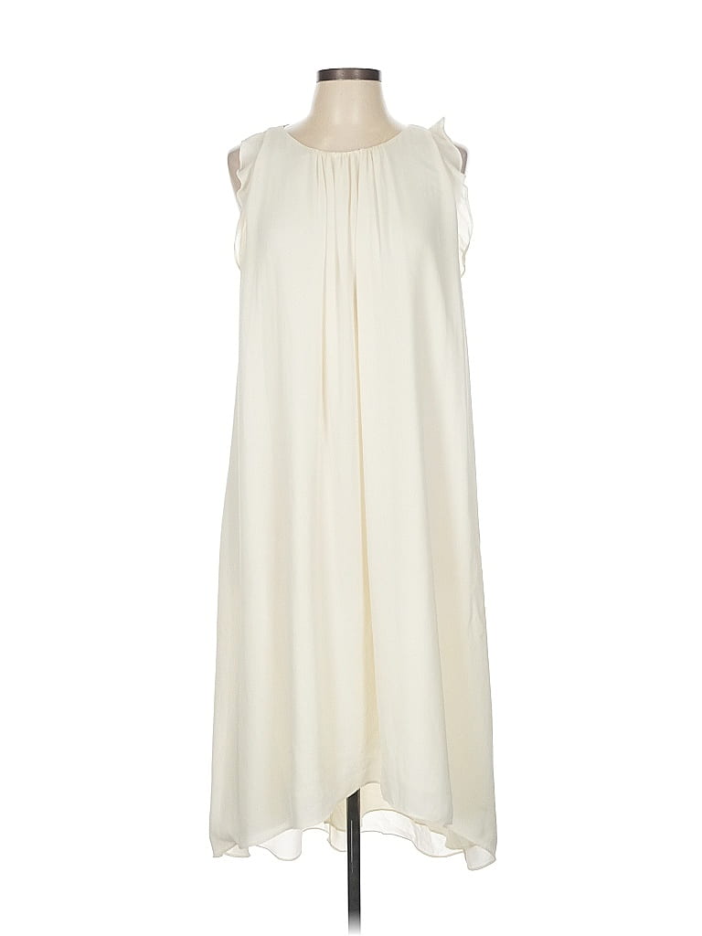 Halston Heritage 100% Polyester Solid Ivory Casual Dress Size 12 - photo 1
