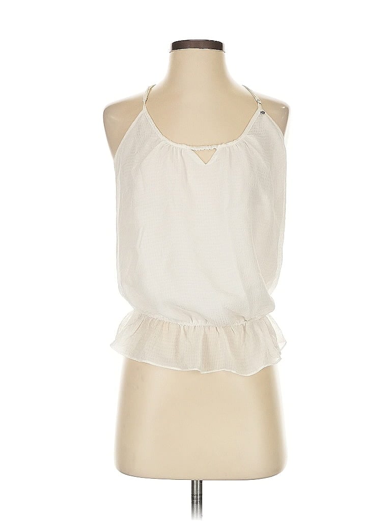 Pre-owned Guess Sleeveless Blouse In White