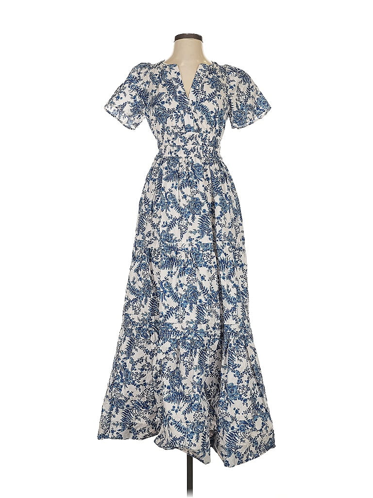 Anthropologie 100% Cotton Paisley Blue Casual Dress Size XXS - photo 1