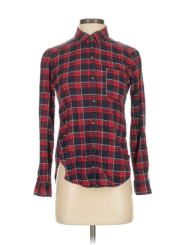 Pre-owned Hollister Long Sleeve Button Down Shirt In Red