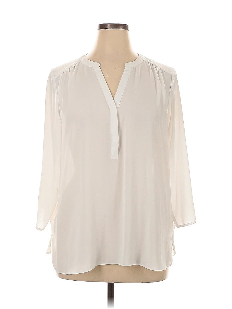 Pre-owned Curves 360 By Nydj 3/4 Sleeve Blouse In White