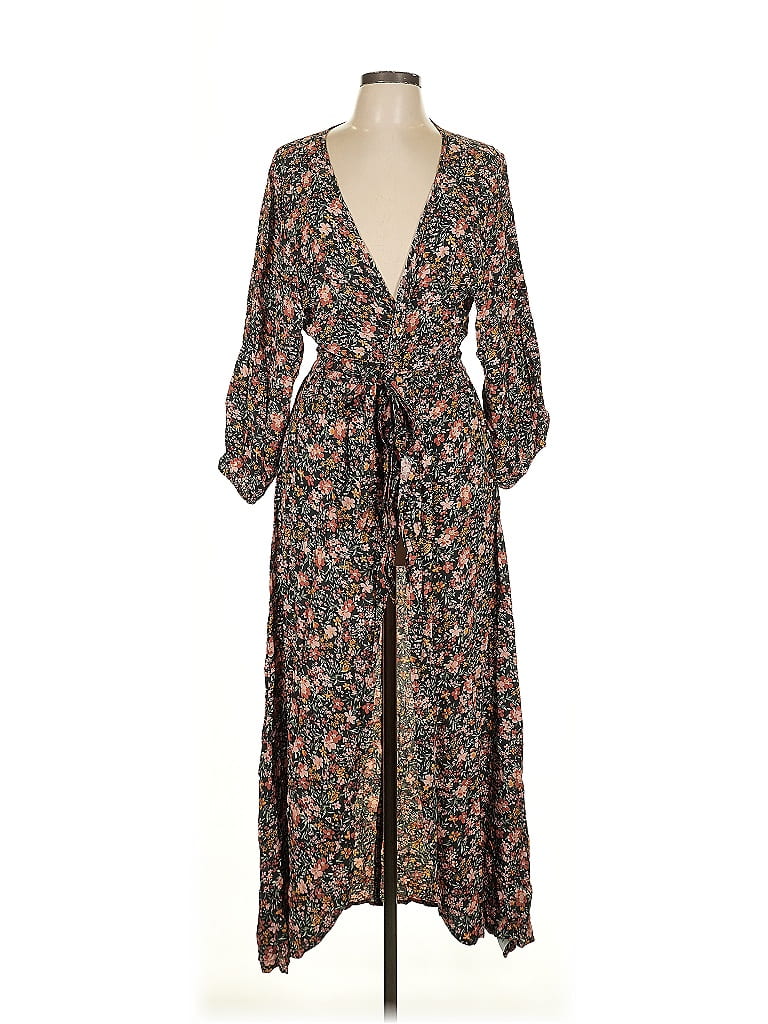 American Eagle Outfitters 100% Viscose Paisley Brown Casual Dress Size L - photo 1