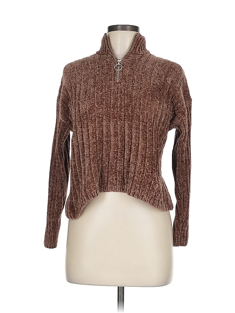 Pink Rose 100% Polyester Tweed Brown Pullover Sweater Size M - photo 1
