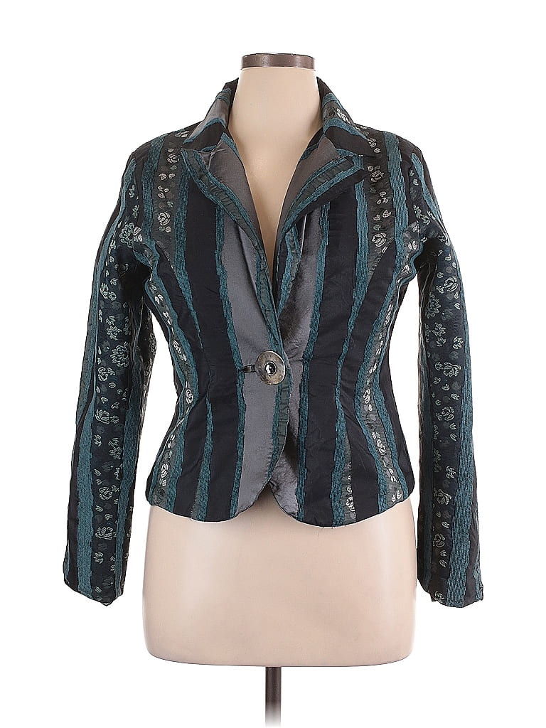 Bisou Bisou Stripes Teal Blazer Size 14 - photo 1