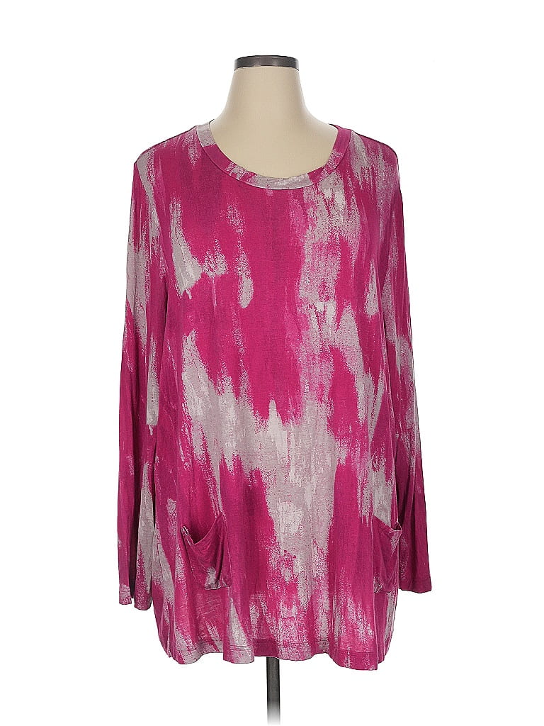 LOGO by Lori Goldstein Pink Long Sleeve T-Shirt Size 1X - photo 1