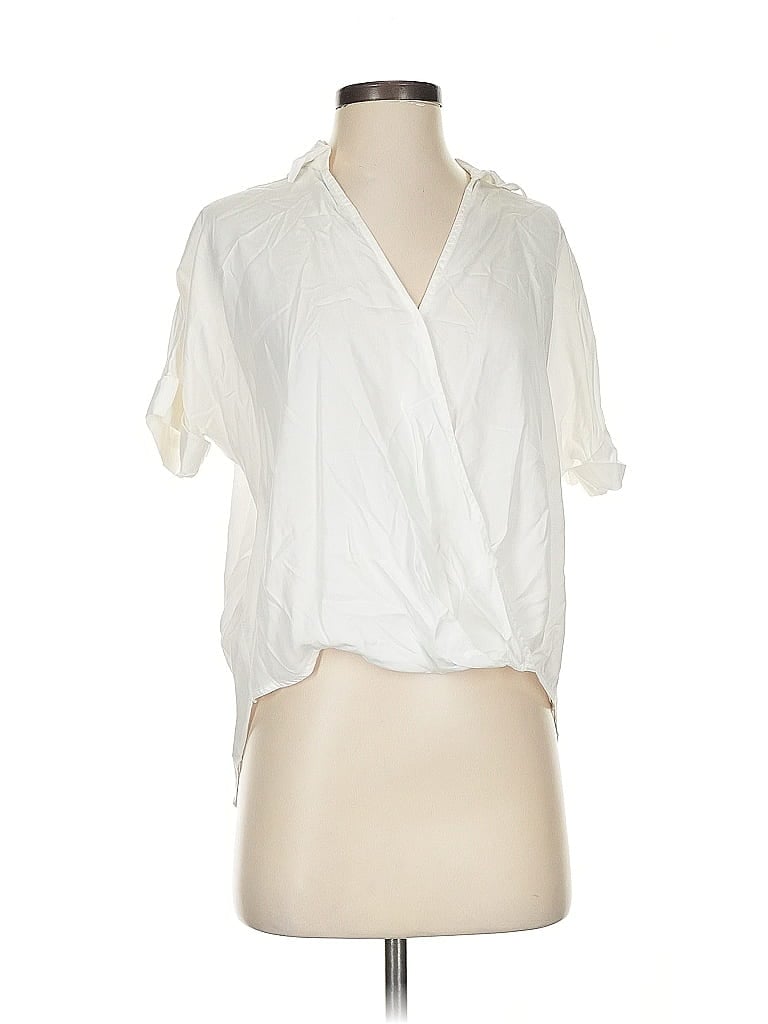 LOU & GREY FOR LOFT Pre-owned Short Sleeve Blouse In White