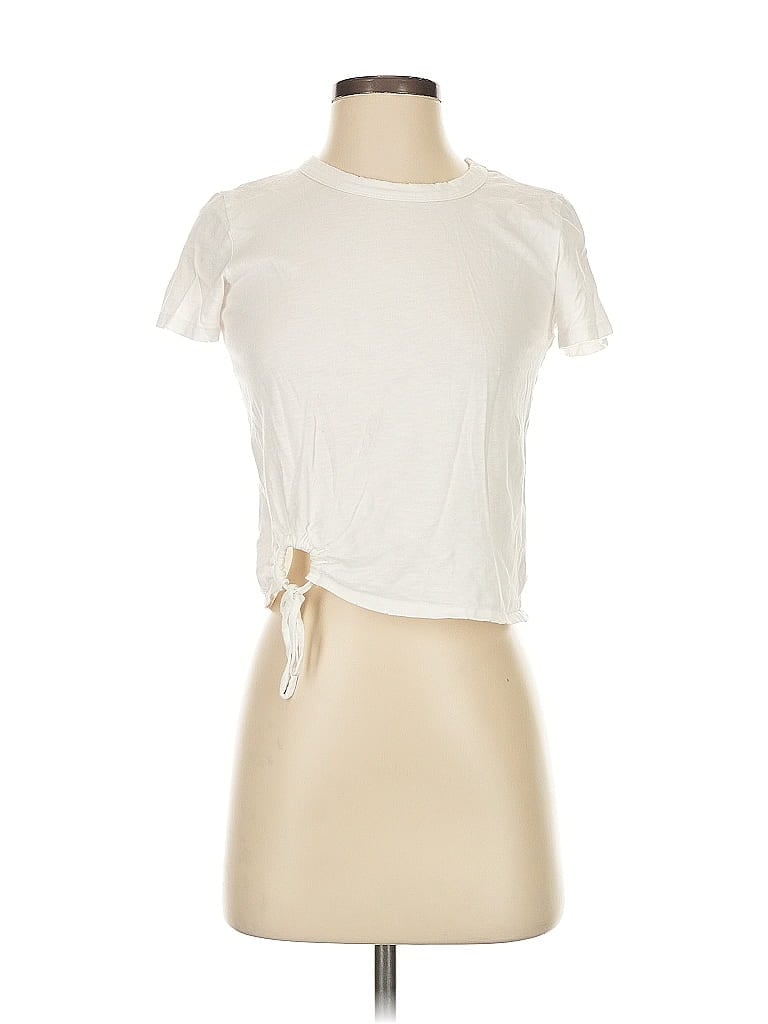 Pre-owned Aerie Short Sleeve Top White Keyhole Neckline Tops