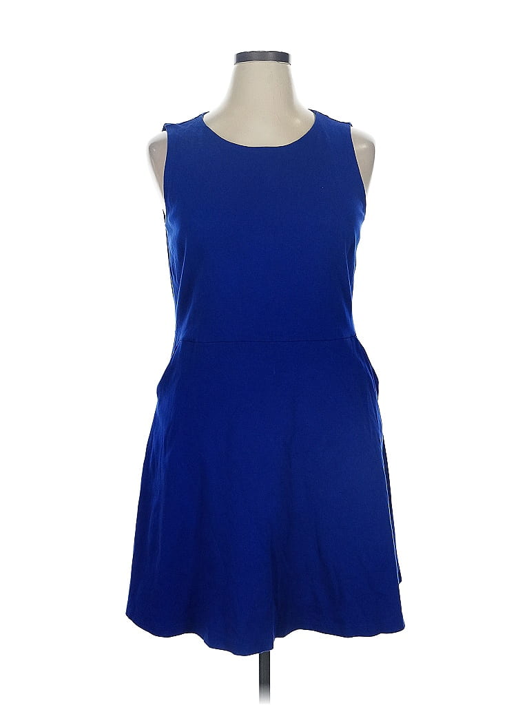 New York & Company 100% Cotton Solid Blue Casual Dress Size XL - photo 1