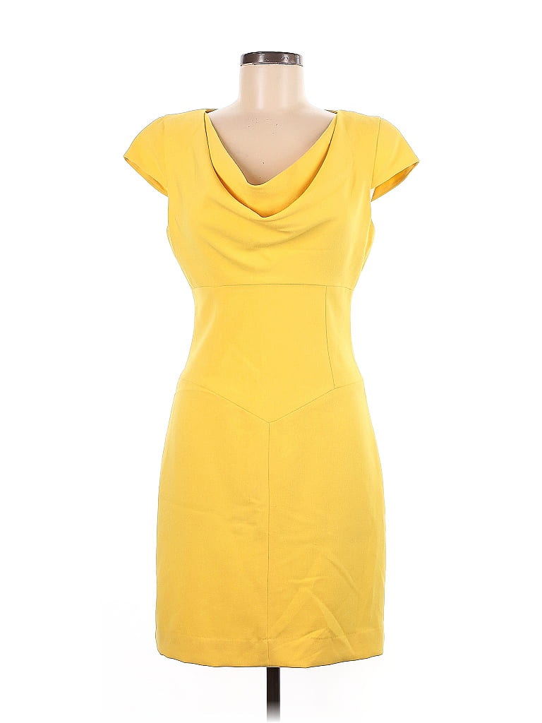 Black Halo Yellow Casual Dress Size 6 - photo 1