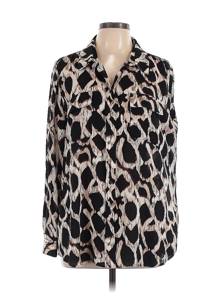 Pre-owned Olivia Long Sleeve Blouse In Black