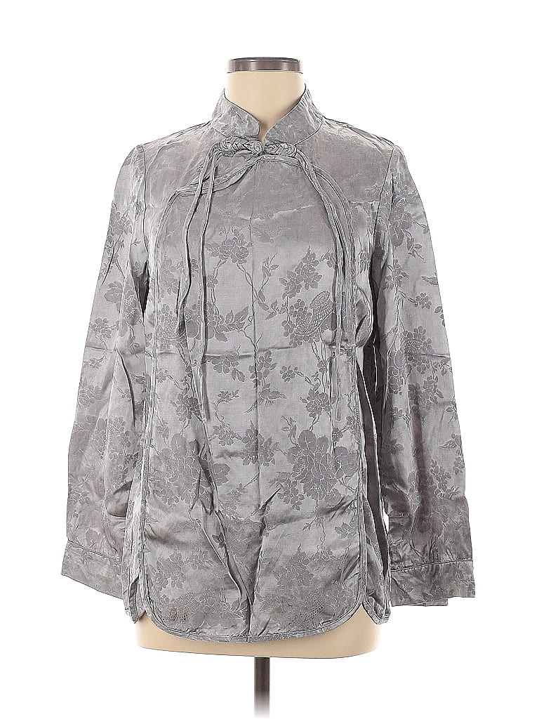 Pre-owned Assorted Brands Long Sleeve Blouse In Silver