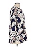 Ann Taylor LOFT Outlet 100% Rayon Floral Blue Long Sleeve Blouse Size L - photo 4