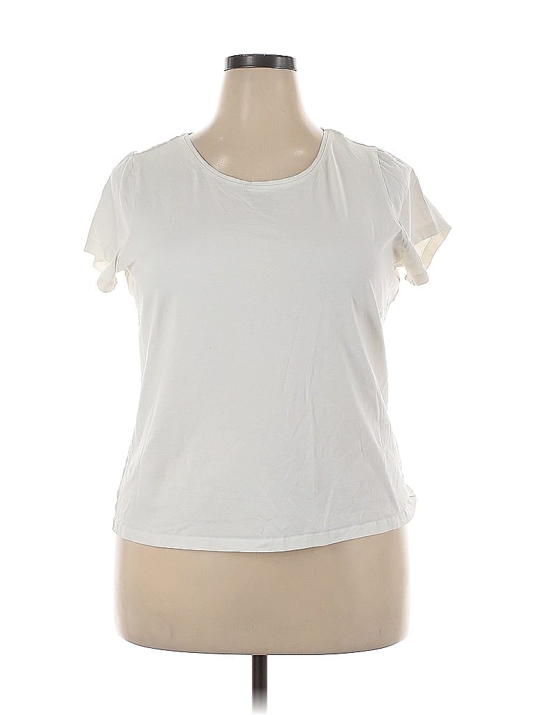 Ellos Ivory White Short Sleeve T-Shirt Size 18 - photo 1