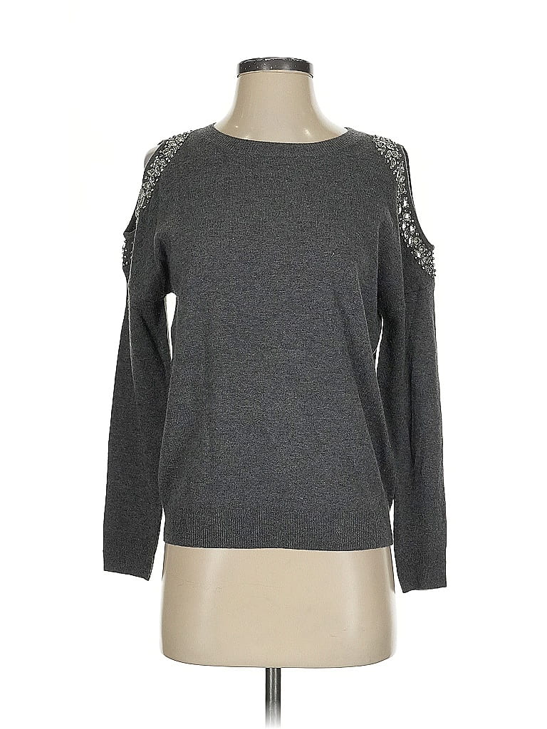 Pre-owned Inc International Concepts Long Sleeve Top Gray Boatneck Tops