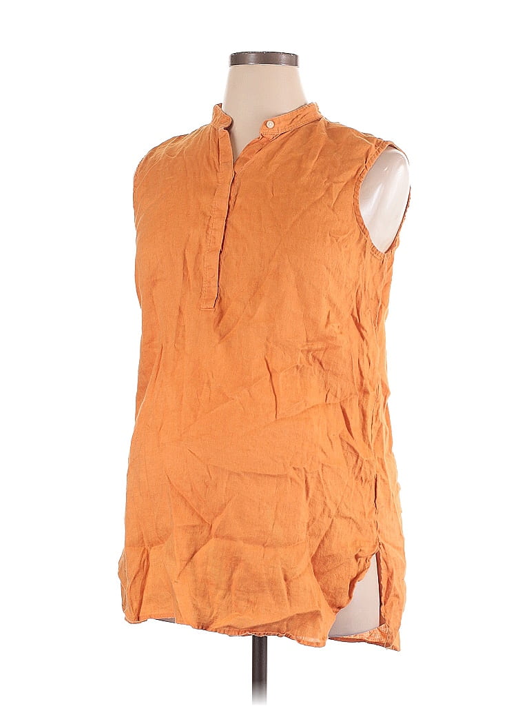 Gap - Maternity 100% Linen Orange Sleeveless Blouse Size XL - photo 1