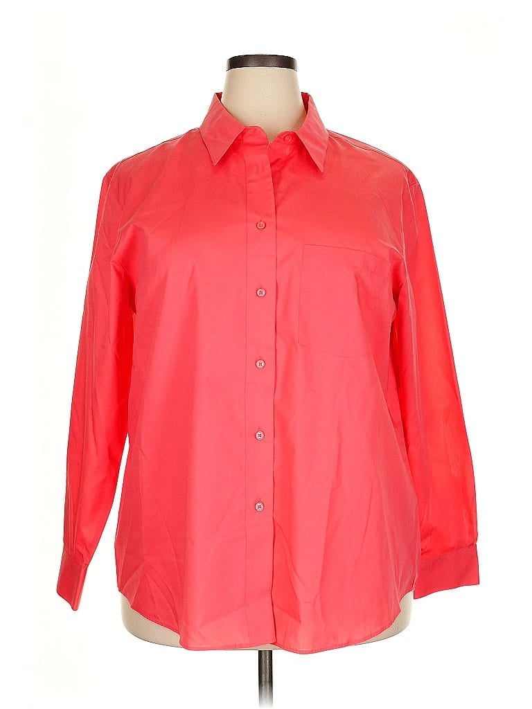Foxcroft Red 3/4 Sleeve Button-Down Shirt Size 18 - photo 1