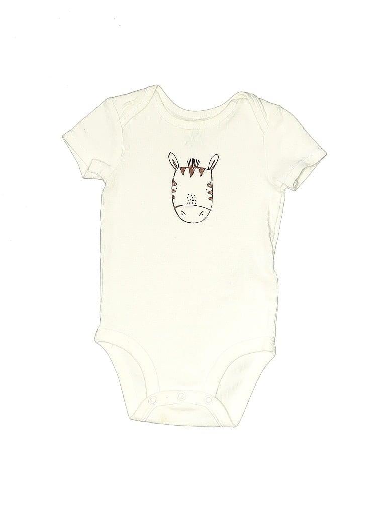 Pre-owned Carter's Babies' Short Sleeve Onesie In White