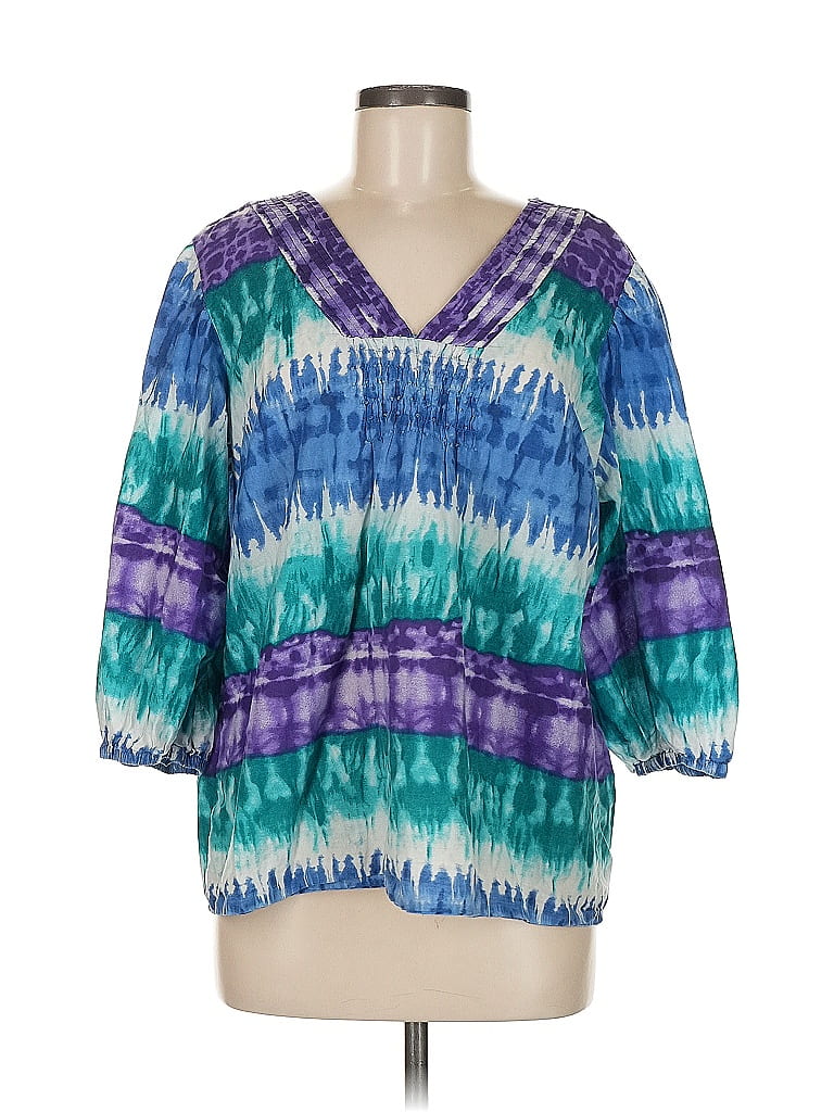 Pre-owned Dressbarn 3/4 Sleeve Blouse In Blue