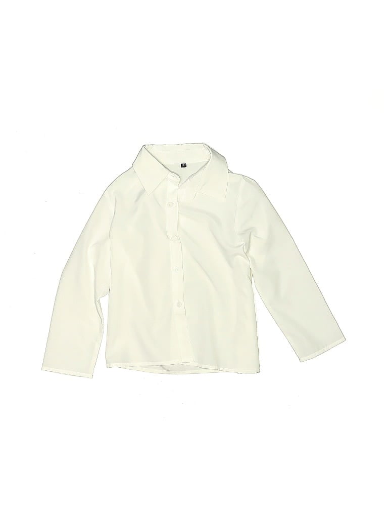 Pre-owned Unbranded Kids' Long Sleeve Button Down Shirt In White