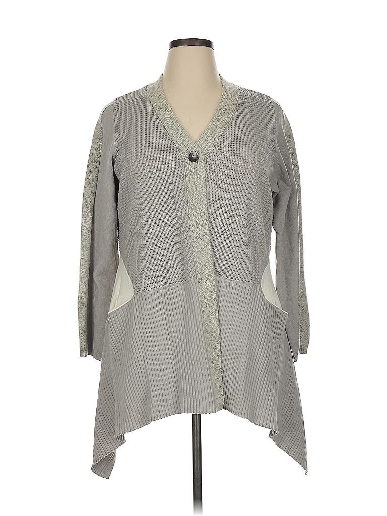 LOGO by Lori Goldstein Gray Cardigan Size 1X - photo 1
