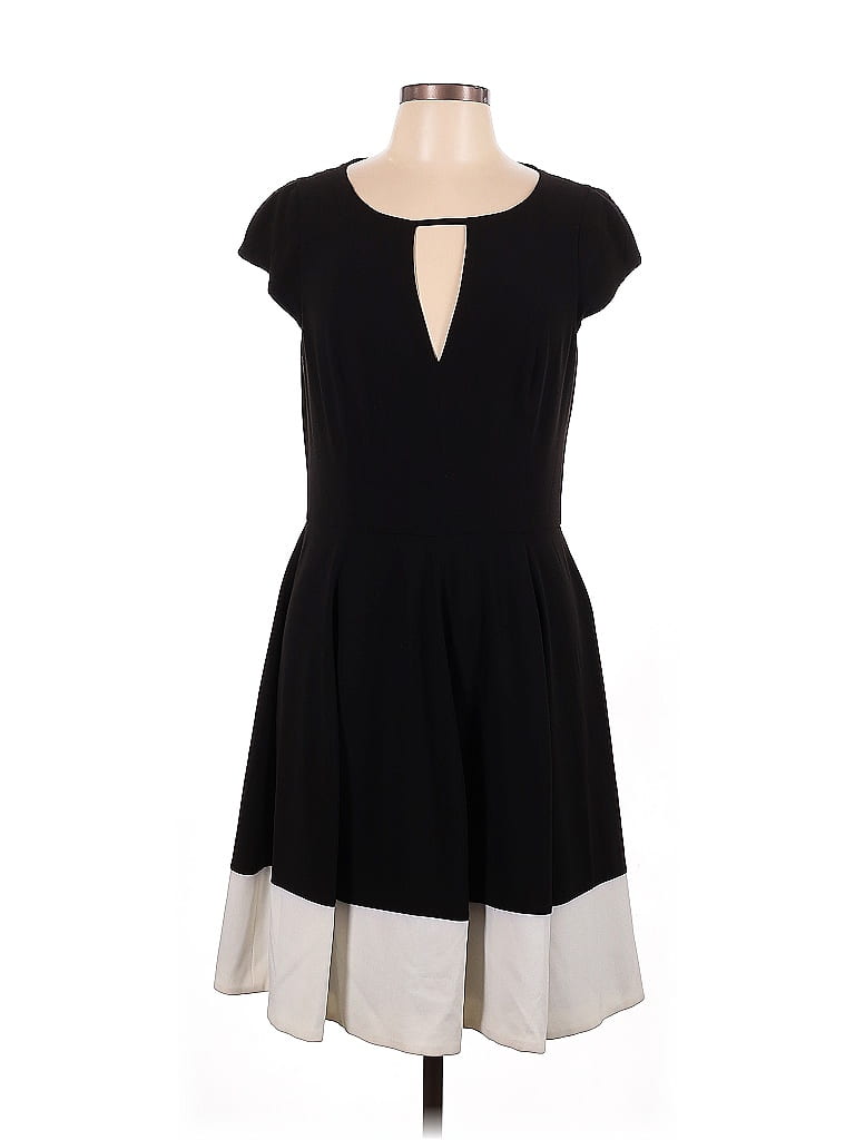 Halston Heritage Color Block Black Casual Dress Size 12 - photo 1