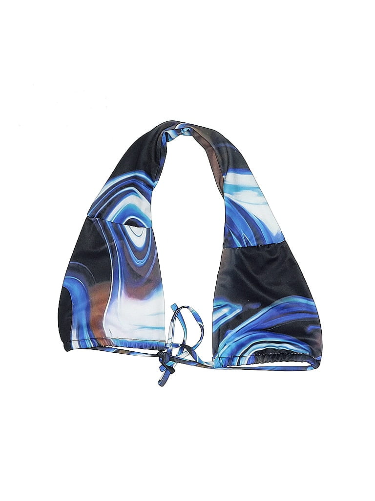 Pre-owned Unbranded Swimsuit Top Blue Graphic Pattern Swimwear