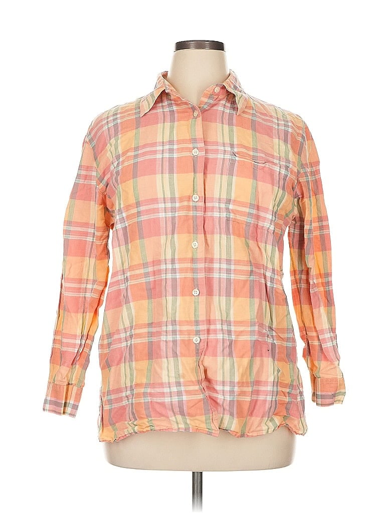 Style Plaid Orange Long Sleeve Button-Down Shirt Size XL - photo 1