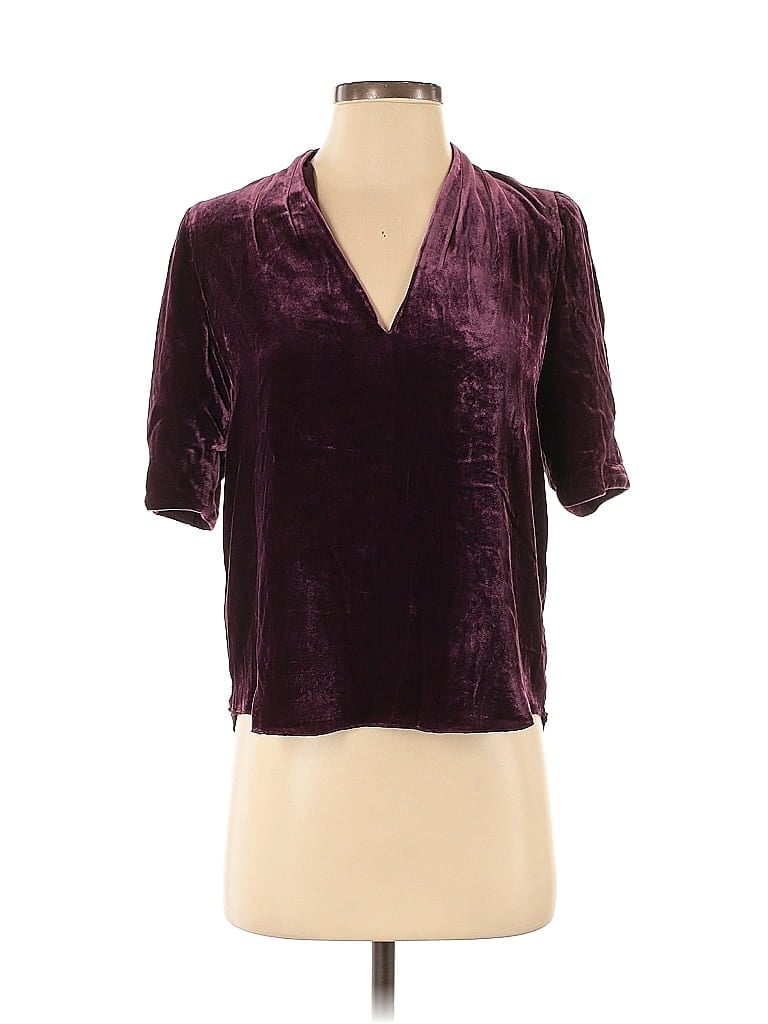 Pre-owned Joie Short Sleeve Blouse In Burgundy