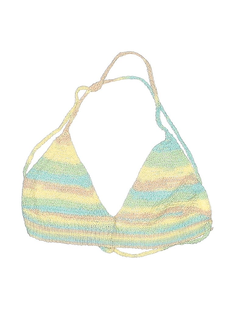 Click to view more detailed imagery on our partner's website Pre-owned Unbranded Swimsuit Top Yellow Tweed Pattern Swimwear