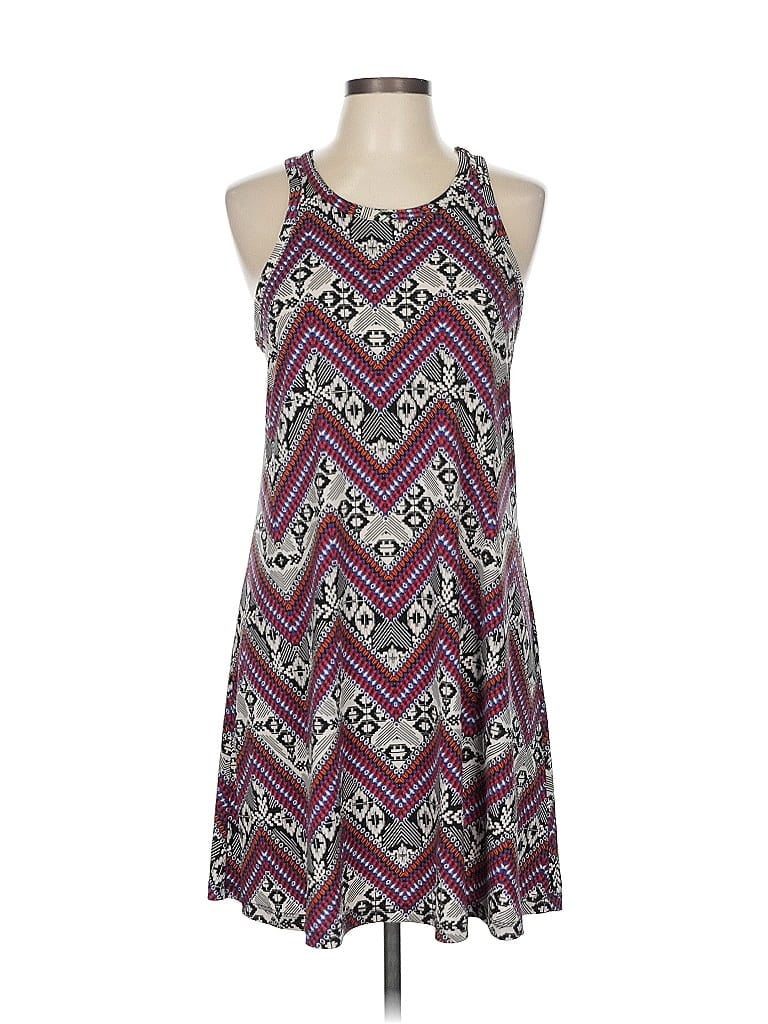 Veronica M. Chevron-herringbone Purple Black Casual Dress Size L - photo 1