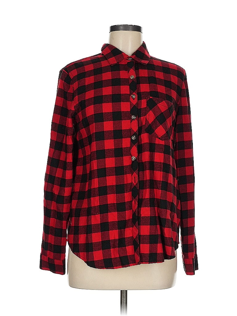 Pre-owned Maurices Long Sleeve Button Down Shirt In Red