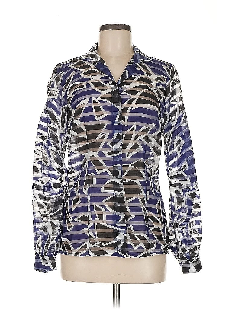 Pre-owned Worth New York Long Sleeve Blouse In Blue