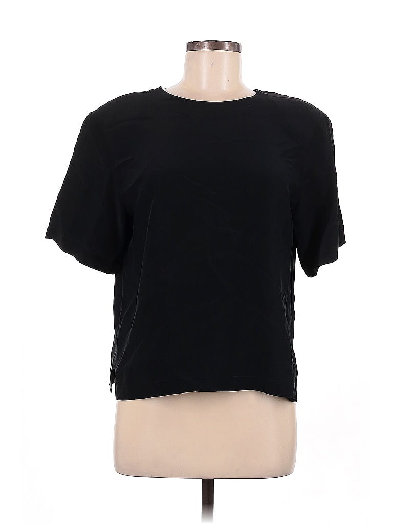 Diane Gilman 100% Silk Black Short Sleeve Top Size M - photo 1
