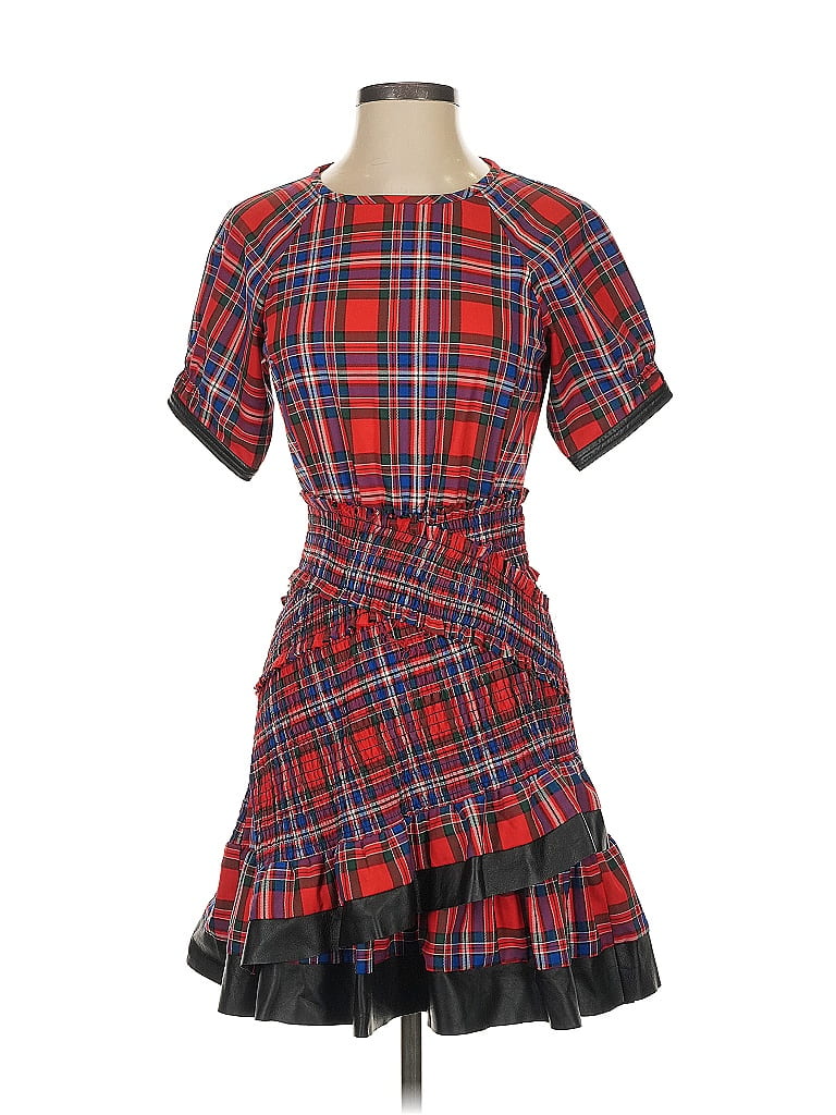 Tanya Taylor Plaid Red Cocktail Dress Size 0 - photo 1