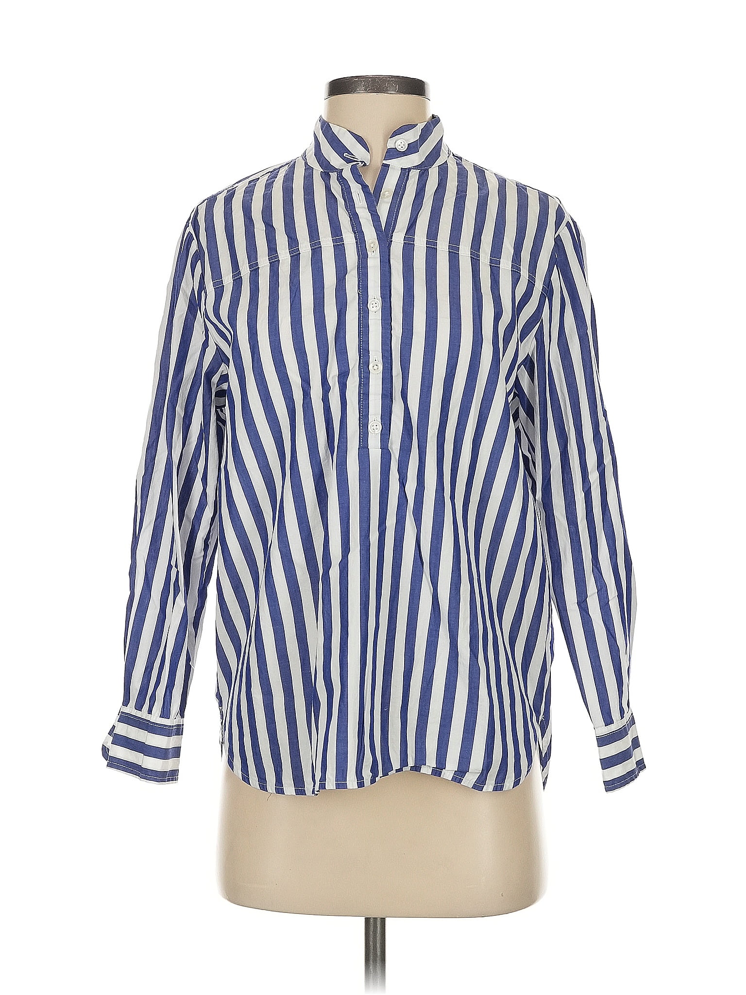 J.Crew 100% Cotton Stripes Blue Long Sleeve Button-Down Shirt Size 2