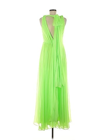 ML Monique Lhuillier Neon Green Pleated Gown (view 2)