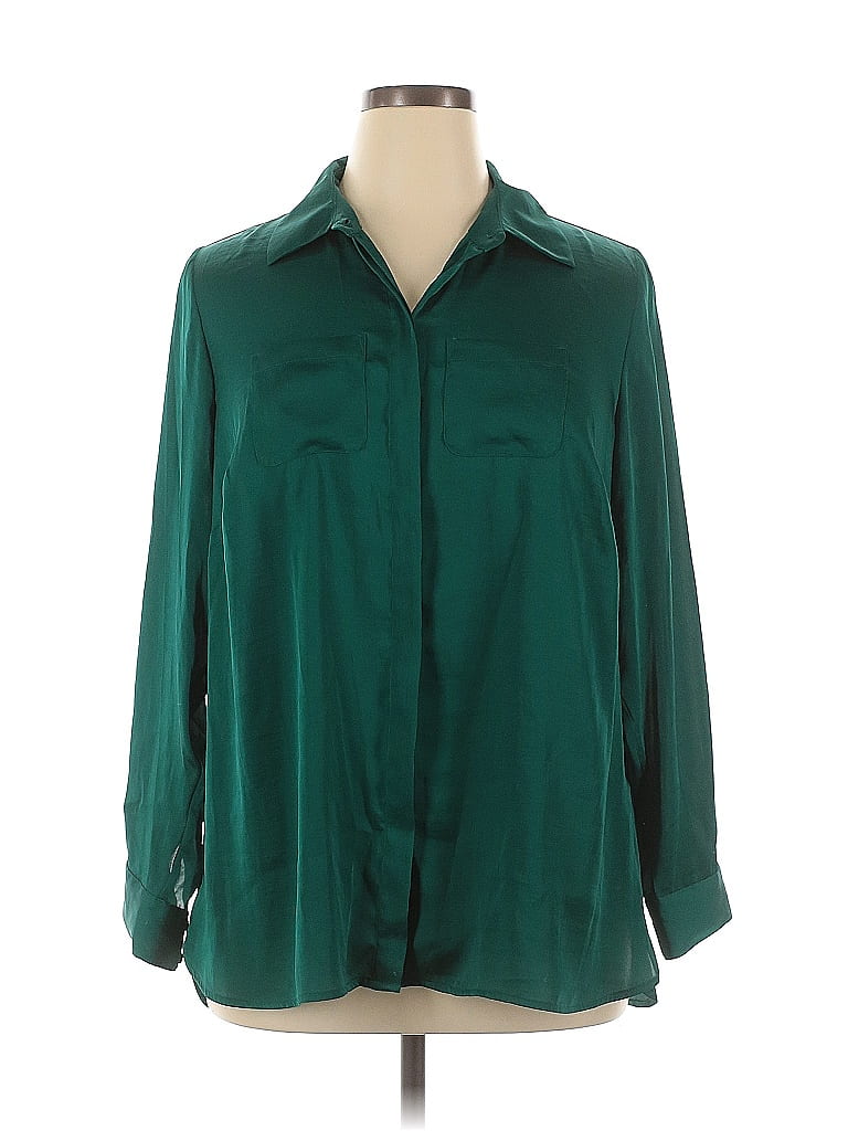 Pre-owned Inc International Concepts 3/4 Sleeve Blouse In Green